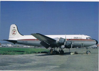 Postcard Airplane Enzo Air DC-4 At Manila 8/91