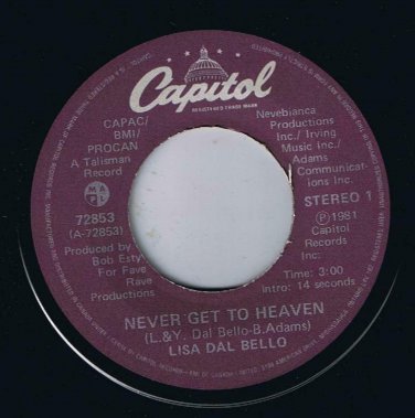 Lisa Dal Bello Never Get To Heaven 45 rpm Dr Noble