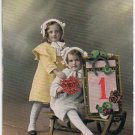 Postcard New Year Greetings Children On Sled January 1