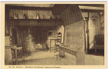 United Kingdom UK Postcard Hathaway Homestead Shottery Inglenook Fireplace