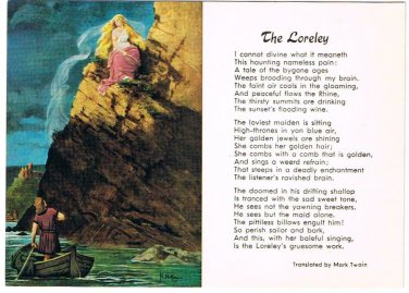 Art Postcard The Loreley Poem Translated By Mark Twain