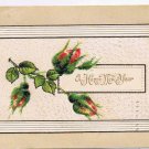 Holiday Postcard Embossed Happy New Year Rosebuds