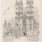 United Kingdom UK Postcard London Westminster Abbey Drawing