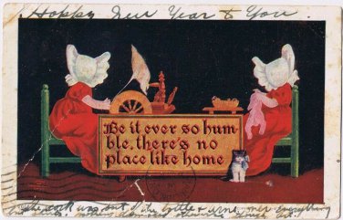 Postcard Embossed Be It Ever So Humble There's No Place Like Home