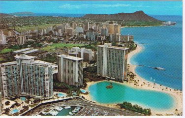 Hawaii Postcard Waikiki Hotels Diamond Head