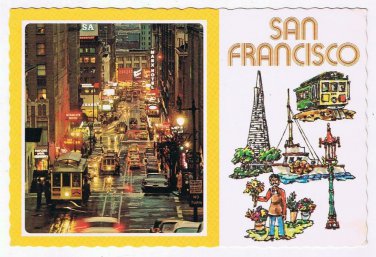 California Postcard San Francisco At Night Cable Cars Chinatown