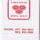 Matchbook Cover Mel R Adams State Farm Agent Murfreesboro Tennessee