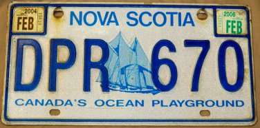 Nova Scotia Maritime License Plate Bluenose Canada Province DPR 670 Sailboat