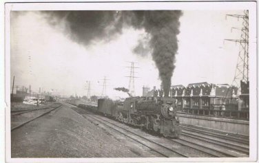 Postcard RPPC Train Engine 3341 Entering Station