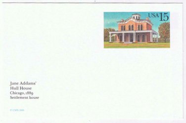USPS Postcard Chicago Settlement House Jane Addams Hull House 1889
