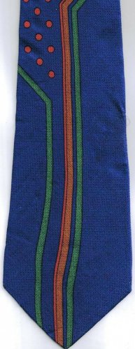 Albert Nipon Necktie Dark Blue Red Dots Geometric 100% Silk