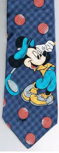 Disney Necktie Mickey Mouse Golf 100% Silk Made in Sweden