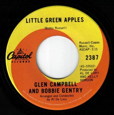 Glen Campbell Bobbie Gentry Little Green Apples 45 rpm Let It Be Me Canadian Pr