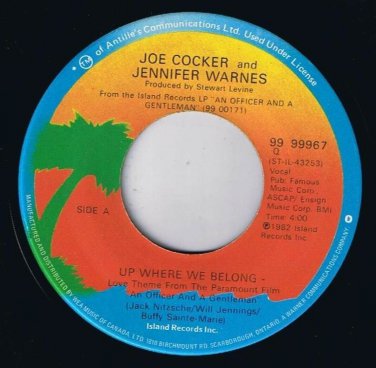 Joe Cocker Jennifer Warnes Up Where We Belong 45 rpm Sweet Lil Woman Cdn Press