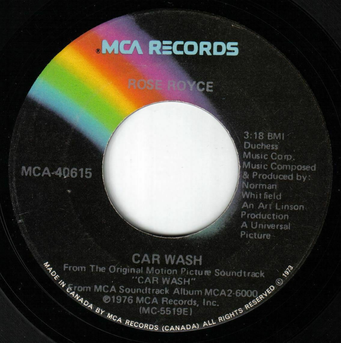 Rose Royce Car Wash 45 rpm Water Canadian Pressing