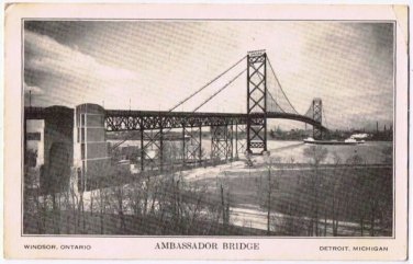 Windsor Ontario Detroit Michigan Postcard Ambassador Bridge