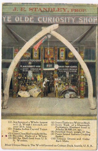 Washington Postcard Seattle Ye Olde Curiosity Shop J E Stanley Colman Dock