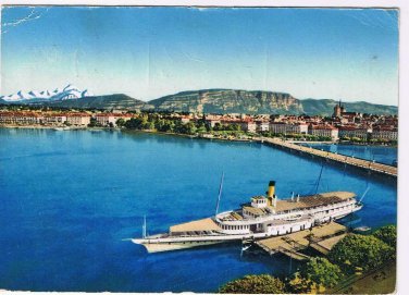 Switzerland Postcard Geneva General View Ship At Dock