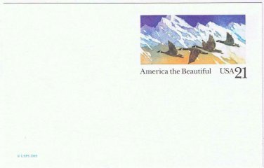 USPS Postcard America The Beautiful Canada Geese Mountains