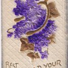 Postcard Embossed Best Wishes For Your Birthday Violets Wishbone
