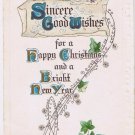 Postcard Sincere Good Wishes For A Happy Christmas & A Bright New Year