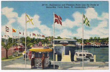 Postcard Boats Docks Bahia-Mar Yacht Basin Ft Lauderdale Miami Beach Florida