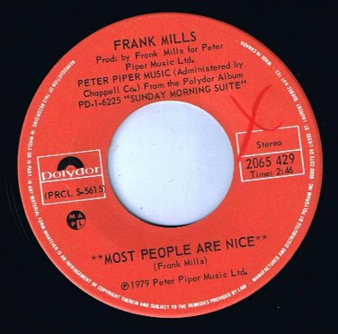 Frank Mills Most People Are Nice 45 rpm Piano Lesson # 5 Canadian Pressing