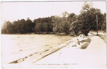 Postcard RPPC Bathing Beach Muskoka Beach Ontario