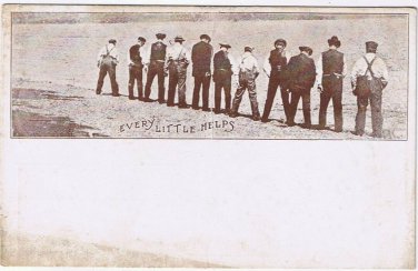 Postcard Every Little Bit Helps Comic Men Urinating In River