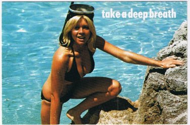 Postcard Risque Take A Deep Breath Woman Bikini