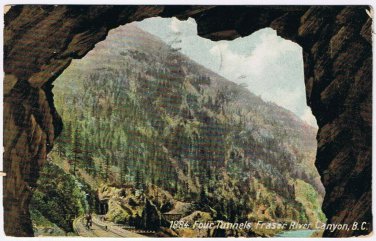 Postcard Four Tunnels Fraser River Canyon British Columbia Trueman Studio