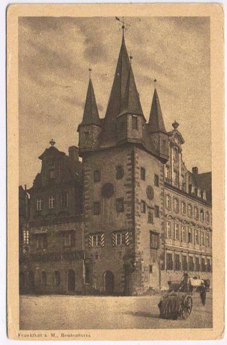Germany Postcard RPPC Frankfurt Rententurm Gothic Gate Tower