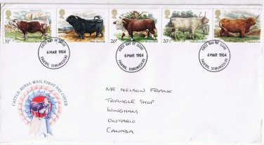 United Kingdom First Day Cover FDC Falkirk Cattle 1984