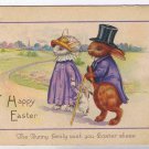 Holiday Postcard Easter Bunny Family Dressed For A Walk