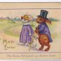 Holiday Postcard Easter Bunny Family Dressed For A Walk