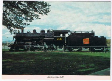 Transportation Postcard Kamloops BC Old CNR  Train 2141