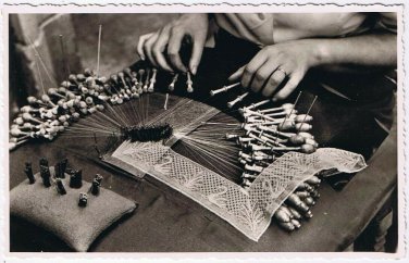 Postcard RPPC Bruges Girl Doing Lacework