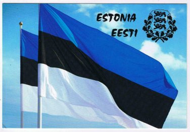 Estonia Postcard Estonian Flag & Coat Of Arms