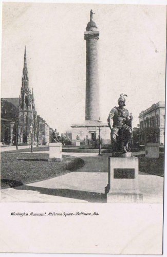Maryland Postcard RPPC Baltimore Washington Monument Mt Vernon Square 1920s