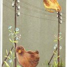 Easter Postcard Bird On Wire & On Ground Made In Germany