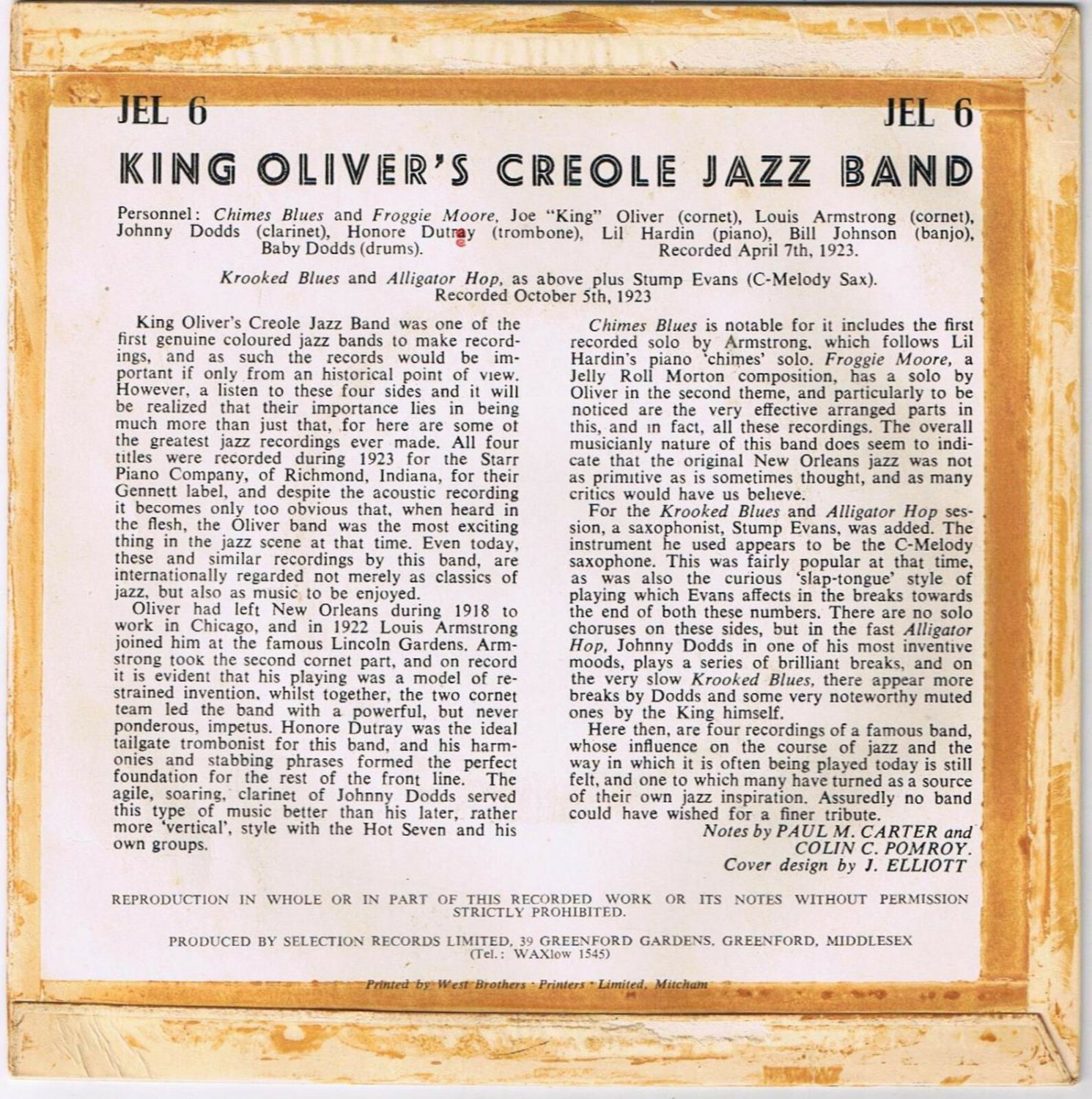 King Oliver Alligator Hop Krooked Blues 45 rpm Froggie Moore Chime Blues