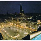 France Postcard Strasbourg At Night Place Kleber & Cathedral