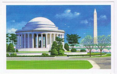 DC Postcard Washington Monuments Jefferson Memorial