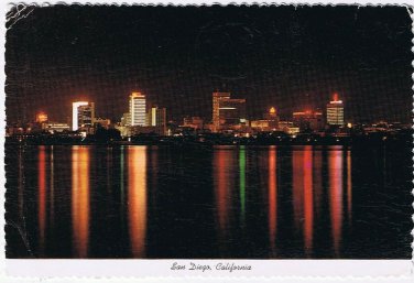 Postcard Skyline At Night San Diego California