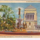 Indiana Postcard Indianopolis De Pew Fountain University Park World War Memorial
