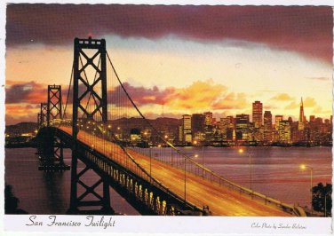 Postcard Bay Bridge San Francisco Twilight Sundown