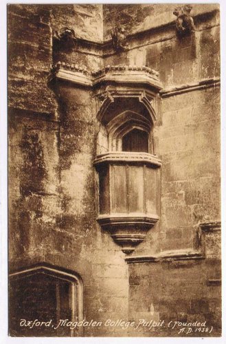 United Kingdom UK Postcard Oxford Magdalen College Pulpit 1458