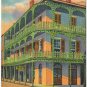 Louisiana Postcard New Orleans Lacework Iron Balcony Royal & St Peter