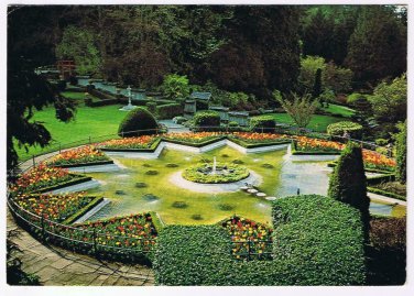 British Columbia BC Postcard Victoria Butchart Gardens Star Pond