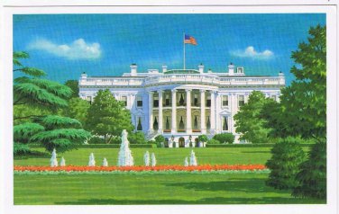 DC Postcard Washington The White House Fountain
